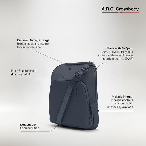 Incase A.R.C. Crossbody Bag Recycled Polyester, Faux Fur Pocket, Detachable Strap, Water Repellent, AirTag Pocket in Saudi Arabia
