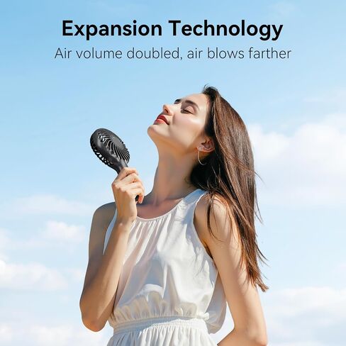 HonHey Handheld Fan Portable, Mini Hand Held Fan with USB Rechargeable Battery, 4 Speed Personal Desk Table Fan with Base, 3-10 Hours Operated Small Makeup Eyelash Fan for Women Girls Kids Outdoor in Saudi Arabia