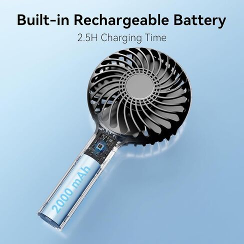 HonHey Handheld Fan Portable, Mini Hand Held Fan with USB Rechargeable Battery, 4 Speed Personal Desk Table Fan with Base, 3-10 Hours Operated Small Makeup Eyelash Fan for Women Girls Kids Outdoor in Saudi Arabia