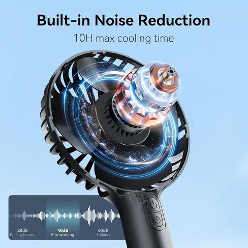 HonHey Handheld Fan Portable, Mini Hand Held Fan with USB Rechargeable Battery, 4 Speed Personal Desk Table Fan with Base, 3-10 Hours Operated Small Makeup Eyelash Fan for Women Girls Kids Outdoor in Saudi Arabia