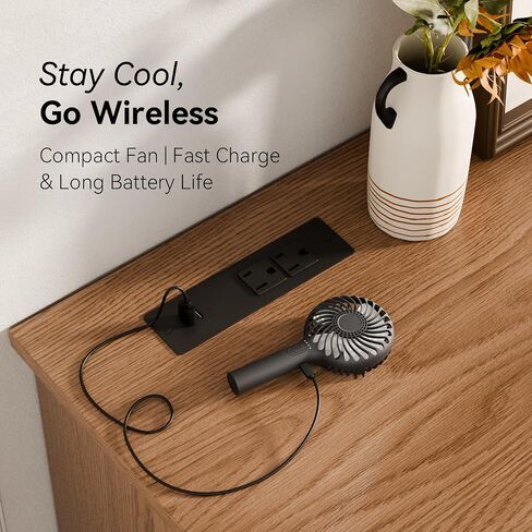 HonHey Handheld Fan Portable, Mini Hand Held Fan with USB Rechargeable Battery, 4 Speed Personal Desk Table Fan with Base, 3-10 Hours Operated Small Makeup Eyelash Fan for Women Girls Kids Outdoor in Saudi Arabia