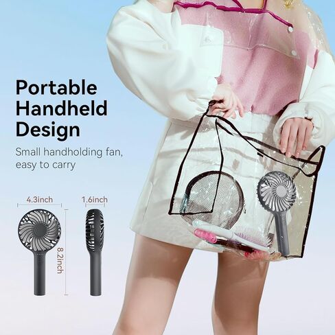 Honhey Handheld Fan المحمولة ، مروحة مصغرة باليد مع بطارية USB قابلة للشحن ، و 4 سرعات مروحة طاولة المكتب الشخصية مع قاعدة ، 3-10 ساعات تعمل مروحة الرموش الصغيرة للنساء للبنات في الهواء الطلق in Kuwait