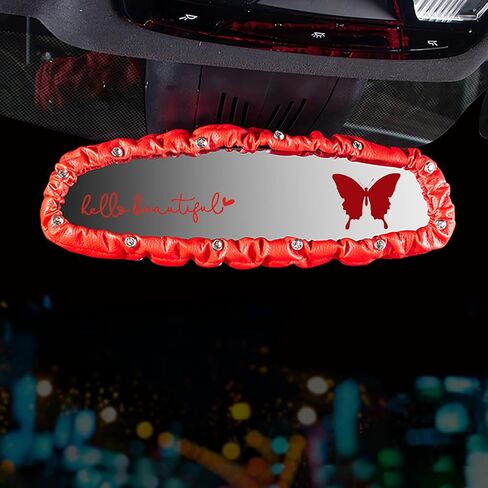 Dotesy 3 PCS غطاء مرآة Bling الخلفي ، مرنة PU Leather Auto View Powert Protector مع إكسسوارات داخلية للسيارة الفراشة العالمية للسيارة ، سيارات الدفع الرباعي ، الشاحنة (الأرجواني) in Kuwait