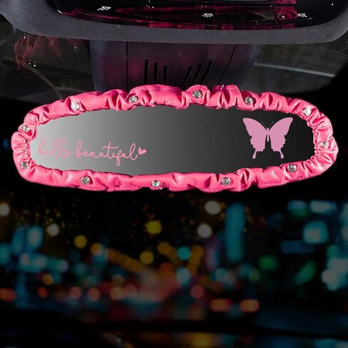 Dotesy 3 PCS غطاء مرآة Bling الخلفي ، مرنة PU Leather Auto View Powert Protector مع إكسسوارات داخلية للسيارة الفراشة العالمية للسيارة ، سيارات الدفع الرباعي ، الشاحنة (الأرجواني) in Kuwait
