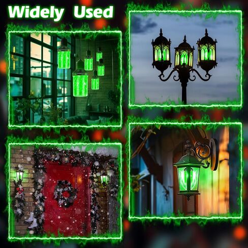 Retisee 2 Pack Upgraded Green LED Flame Effect Light Bulbs, Dusk to Dawn Light Bulbs Outdoor, Auto On/Off, E26 Base Flickering Light Bulb with Upside Down Effect, Fire Bulb for Party Porch Outdoor in Saudi Arabia