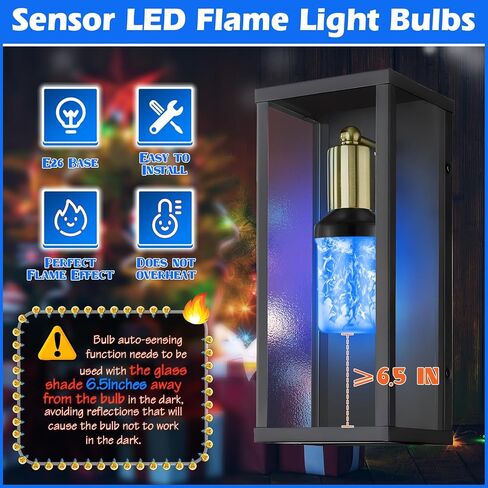 RETISEE 2 حزمة ترقية مصابيح ضوء اللهب الأخضر ، الغسق لمصابيح الإضاءة الفجر في الهواء الطلق ، تشغيل/إيقاف تشغيل/إيقاف ، E26 مصباح ضوء الخفقان مع التأثير رأسا على عقب ، لمبة النار لشرفة الحفلات في الهواء الطلق in Kuwait