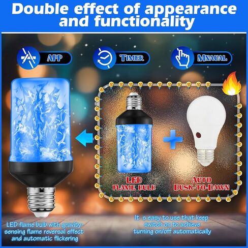 RETISEE 2 حزمة ترقية مصابيح ضوء اللهب الأخضر ، الغسق لمصابيح الإضاءة الفجر في الهواء الطلق ، تشغيل/إيقاف تشغيل/إيقاف ، E26 مصباح ضوء الخفقان مع التأثير رأسا على عقب ، لمبة النار لشرفة الحفلات في الهواء الطلق in Kuwait