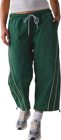 SeekMe Women's Barrel Leg Track Pants Baggy Cropped Capri Drawstring Lightweight Hiking Athletic Sweatpants in Kuwait