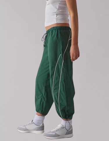 SeekMe Women's Barrel Leg Track Pants Baggy Cropped Capri Drawstring Lightweight Hiking Athletic Sweatpants in Kuwait