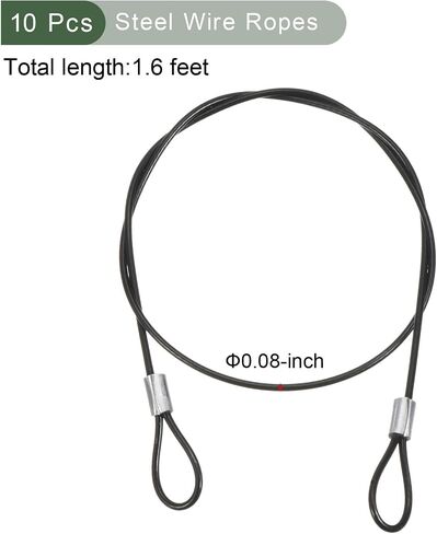 YOKIVE 10 Pcs Safety Cable Locks, Stainless Steel Security Wire Ropes with Double Loop | Great for Homes Doors Fences (Black, 12-Inch, 2mm Dia) in Saudi Arabia
