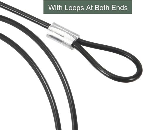 YOKIVE 10 Pcs Safety Cable Locks, Stainless Steel Security Wire Ropes with Double Loop | Great for Homes Doors Fences (Black, 12-Inch, 2mm Dia) in Saudi Arabia
