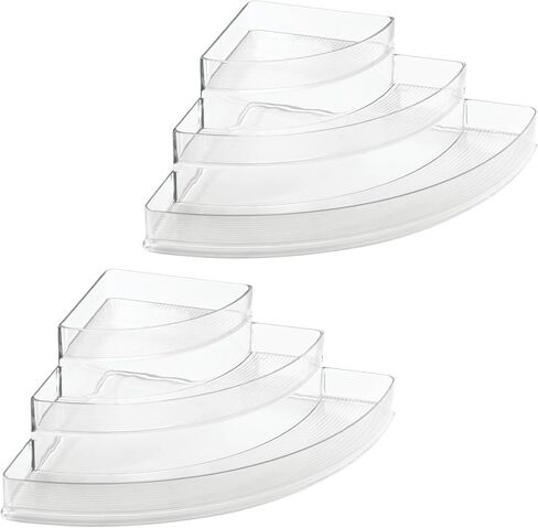 iDesign Recycled Plastic 3-Tier Stadium Spice Rack Organizer for Kitchen, Fridge, Freezer, Pantry and Cabinet Organization, The Linus Collection – 6.25" x 4" x 1.25", Clear in Saudi Arabia