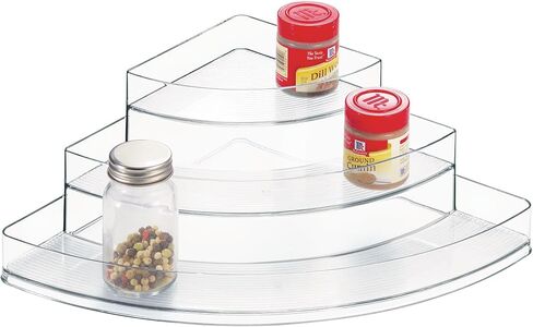 iDesign Recycled Plastic 3-Tier Stadium Spice Rack Organizer for Kitchen, Fridge, Freezer, Pantry and Cabinet Organization, The Linus Collection – 6.25" x 4" x 1.25", Clear in Saudi Arabia