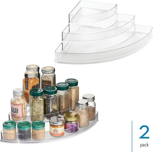 iDesign Recycled Plastic 3-Tier Stadium Spice Rack Organizer for Kitchen, Fridge, Freezer, Pantry and Cabinet Organization, The Linus Collection – 6.25" x 4" x 1.25", Clear in Saudi Arabia