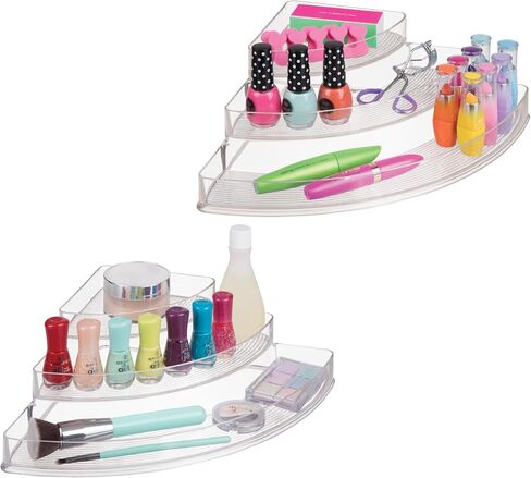 iDesign Recycled Plastic 3-Tier Stadium Spice Rack Organizer for Kitchen, Fridge, Freezer, Pantry and Cabinet Organization, The Linus Collection – 6.25" x 4" x 1.25", Clear in Saudi Arabia