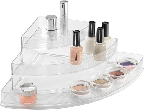 iDesign Recycled Plastic 3-Tier Stadium Spice Rack Organizer for Kitchen, Fridge, Freezer, Pantry and Cabinet Organization, The Linus Collection – 6.25" x 4" x 1.25", Clear in Saudi Arabia