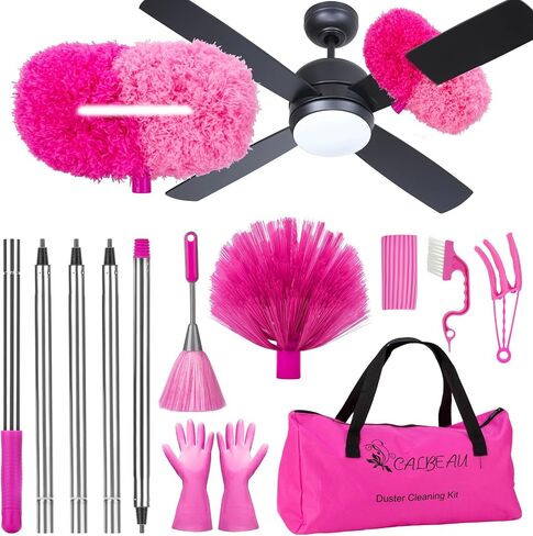Ceiling Fan Cleaner Duster with 60 inch Extension Pole, Dusters for Cleaning High Ceiling Fan Blades, Cobweb Duster with Extension Pole, Duster Kit with Storage Bag in Kuwait