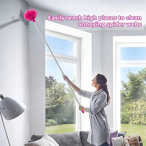 Ceiling Fan Cleaner Duster with 60 inch Extension Pole, Dusters for Cleaning High Ceiling Fan Blades, Cobweb Duster with Extension Pole, Duster Kit with Storage Bag in Kuwait