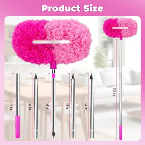 Ceiling Fan Cleaner Duster with 60 inch Extension Pole, Dusters for Cleaning High Ceiling Fan Blades, Cobweb Duster with Extension Pole, Duster Kit with Storage Bag in Kuwait