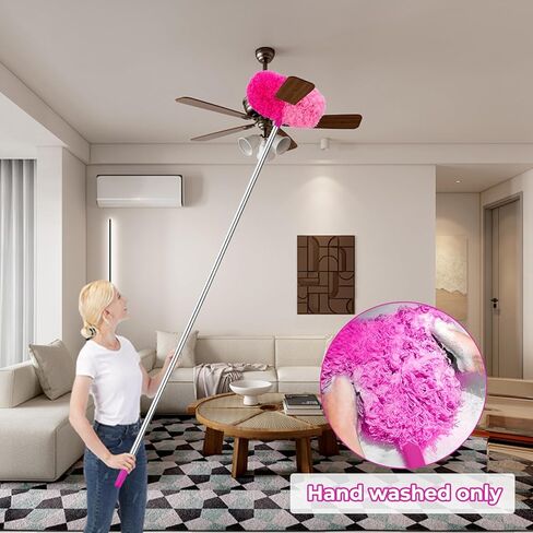 Ceiling Fan Cleaner Duster with 60 inch Extension Pole, Dusters for Cleaning High Ceiling Fan Blades, Cobweb Duster with Extension Pole, Duster Kit with Storage Bag in Kuwait