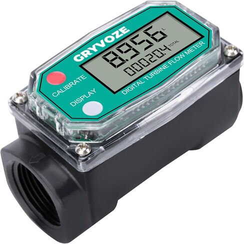 1 Inch PVC Digital Turbine Flow Meter, 2.6-26 GPM Inline NPT Thread Flowmeter for Urea, Chemicals, Acid and Alkaline Liquids, Water, Diesel, Gasoline, Kerosene, and Other Liquids. in Saudi Arabia