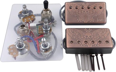 Guyker Alnico5 Humbucker Pickup LP Les Paul Guitar, Plain Enamel Guitar Pickup with Circuit, Gear Pattern Chrome Surface in Saudi Arabia