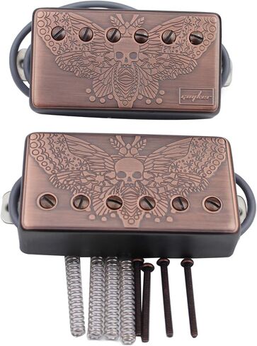 Guyker Alnico5 Humbucker Pickup LP Les Paul Guitar, Plain Enamel Guitar Pickup with Circuit, Gear Pattern Chrome Surface in Saudi Arabia