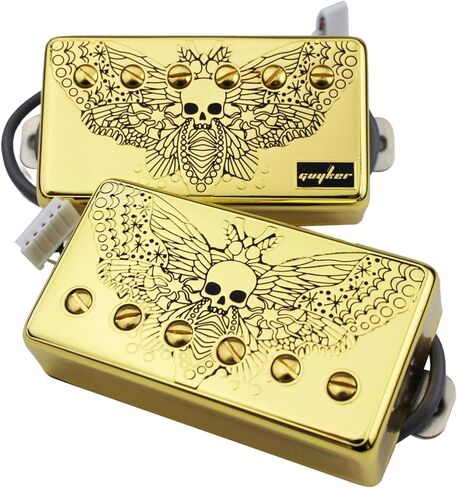 Guyker Alnico5 Humbucker Pickup LP Les Paul Guitar, Plain Enamel Guitar Pickup with Circuit, Gear Pattern Chrome Surface in Saudi Arabia