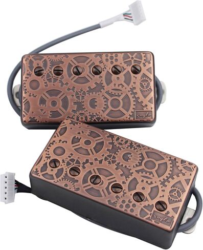 Guyker Alnico5 Humbucker Pickup LP Les Paul Guitar, Plain Enamel Guitar Pickup with Circuit, Gear Pattern Chrome Surface in Saudi Arabia