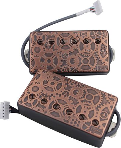 Guyker Alnico5 Humbucker Pickup LP Les Paul Guitar, Plain Enamel Guitar Pickup with Circuit, Gear Pattern Chrome Surface in Saudi Arabia
