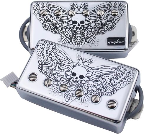 Guyker Alnico5 Humbucker Pickup LP Les Paul Guitar, Plain Enamel Guitar Pickup with Circuit, Gear Pattern Chrome Surface in Saudi Arabia