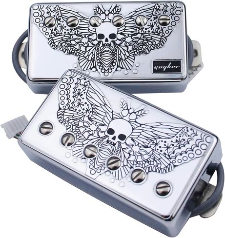 Guyker Alnico5 Humbucker Pickup LP Les Paul Guitar, Plain Enamel Guitar Pickup with Circuit, Gear Pattern Chrome Surface in Saudi Arabia