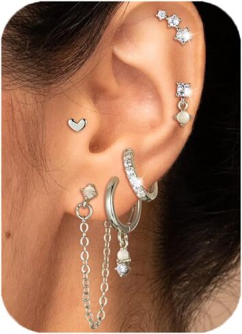 أقراط صغيرة من الذهب للنساء للنساء Hypoallergenic 14k مسمار مطلي بالذهب مجموعات الحرك لمجموعات متعددة لذيذ اللطيفات الغضروف الأزرار in Kuwait