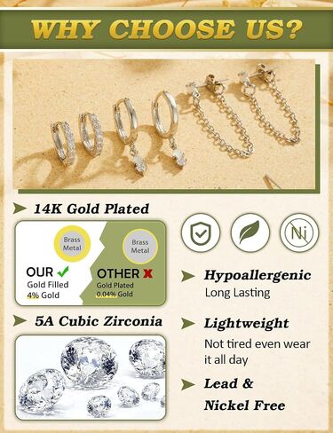 أقراط صغيرة من الذهب للنساء للنساء Hypoallergenic 14k مسمار مطلي بالذهب مجموعات الحرك لمجموعات متعددة لذيذ اللطيفات الغضروف الأزرار in Kuwait