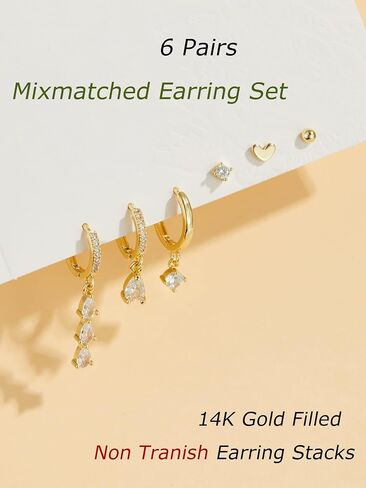 أقراط صغيرة من الذهب للنساء للنساء Hypoallergenic 14k مسمار مطلي بالذهب مجموعات الحرك لمجموعات متعددة لذيذ اللطيفات الغضروف الأزرار in Kuwait