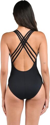 La Blanca Women's Island Goddess Multi Strap Cross Back One Piece Swimsuit (6, Cherry) in Saudi Arabia