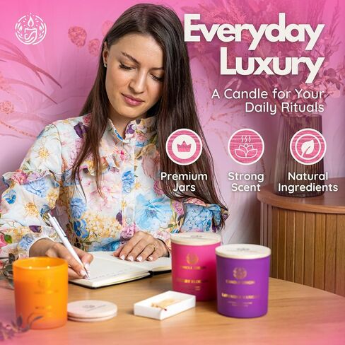 Floral Scented Gift Set for Women, 3×10oz Soy Wax Aromatherapy Candles, Non Toxic, Long Lasting, Luxury Decor for Home, Bedroom, Bathroom, Spa, Relaxation & Gifting in Saudi Arabia