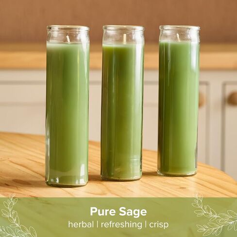 ببساطة SOSON 2 × 8 بوصة شموع تعبدية أخضر في جرة زجاجية - SAGE - قطعة واحدة - 90 ساعة - شمعة الصلاة - شموع عمود طويلة للديني ، النصب التذكارية ، ديكور الحفلات in Kuwait