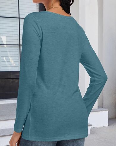 CHICGAL Women Long Sleeve Shirts Casual Fall Tees Crew Neck Basic Tunic Tops in Kuwait
