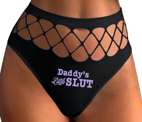 Knaughty Knickers Daddys Little Slut Owned Babygirl DDLG Submissive Black Fishnet Thong Adult Flirty Fun in Saudi Arabia
