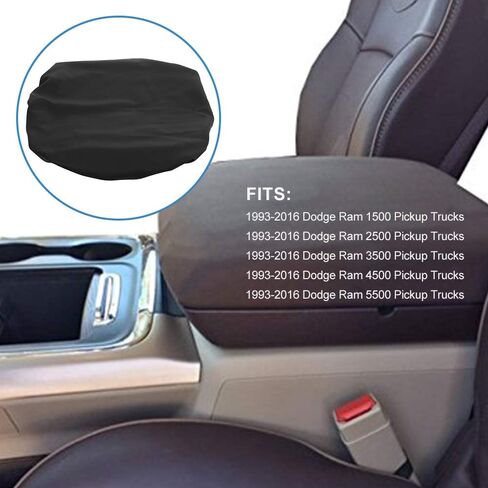 cciyu Black Leather Armrest Center Console Lid Cover - Replacement for 1993-2016 For Dodge Ram 1500 2500 3500 4500 5500 Pickup Trucks - Stylish Upgrade in Saudi Arabia