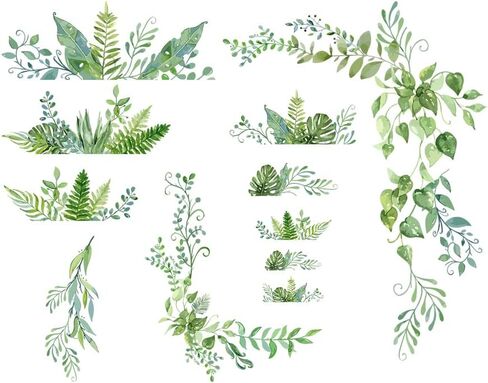 SUPERDANT Green Plants Wall Decals 2 Sheets/Set Vines Branches Leaves Wall Sticker Removable Vinyl Art Mural Decals for Living Room Bedroom Balcony Corridor Window TV Entrance Door Mirror Decor in Saudi Arabia