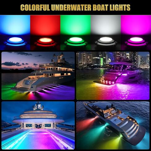B4-3 Blue Underwater Boat Light, 60W 6,000LM DC10-30V 6LED 4.3" Submersible Marine LED Lights, IP68 Waterproof Surface Mount 316L Stainless Steel Sailboat Yacht Fishing Swim Diving Light in Saudi Arabia