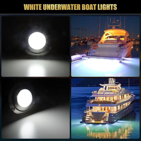 B4-3 Blue Underwater Boat Light, 60W 6,000LM DC10-30V 6LED 4.3" Submersible Marine LED Lights, IP68 Waterproof Surface Mount 316L Stainless Steel Sailboat Yacht Fishing Swim Diving Light in Saudi Arabia