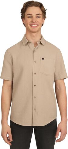 Quiksilver Men's Premium Cotton Short Sleeve Button Up Waffle Woven Shirt in Saudi Arabia