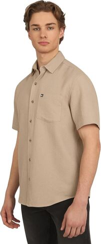 Quiksilver Men's Premium Cotton Short Sleeve Button Up Waffle Woven Shirt in Saudi Arabia