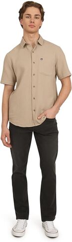 Quiksilver Men's Premium Cotton Short Sleeve Button Up Waffle Woven Shirt in Saudi Arabia