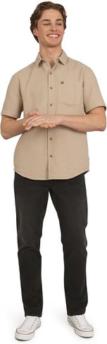 Quiksilver Men's Premium Cotton Short Sleeve Button Up Waffle Woven Shirt in Saudi Arabia