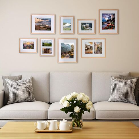 11 x 14 Solid Wood Picture Frame with Tempered Glass 1 Pack, Natural Wooden Photo Frame with Mat to 8" x 10" & 5" x 7" Picture for Tabletop and Wall Mounting, 11 by 14 Wood Frame, Light Wood in Saudi Arabia