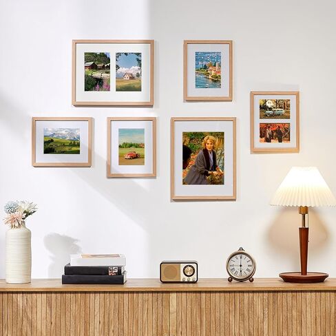 11 x 14 Solid Wood Picture Frame with Tempered Glass 1 Pack, Natural Wooden Photo Frame with Mat to 8" x 10" & 5" x 7" Picture for Tabletop and Wall Mounting, 11 by 14 Wood Frame, Light Wood in Saudi Arabia